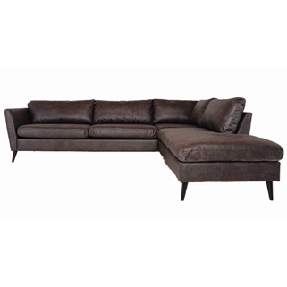 Jakob sofa | Mørk brun open end sofa 
